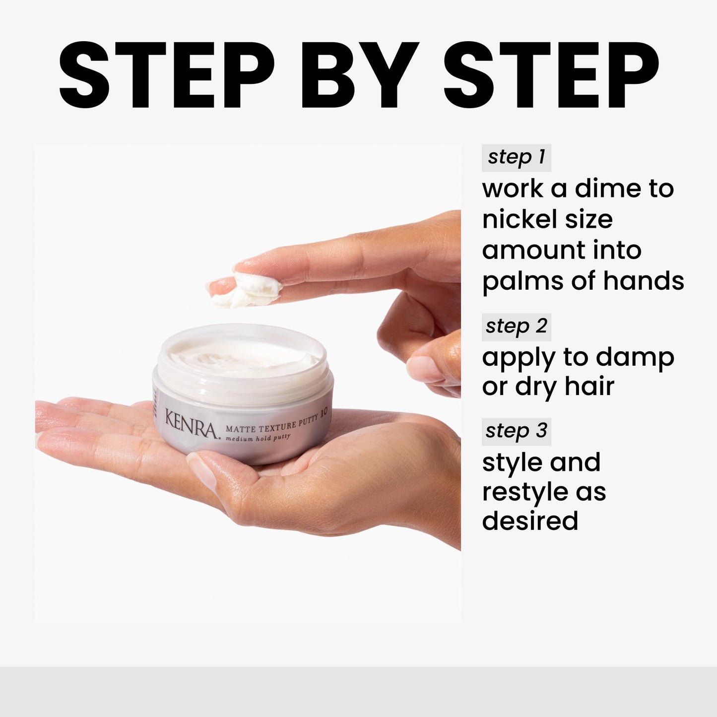 Kenra Professional Matte Texture Putty 10 | Medium Hold Styler | Flexible Hold With A Matte Finish | Replenishes Moisutre & Softens Hair | All Hair Types | 2 oz