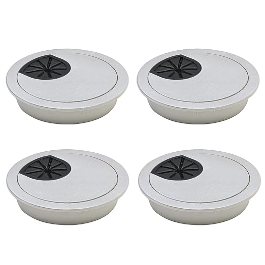 BOPOREAE Desk Grommet 2-3/8" (60 mm), Desk Cord Hole Cover, Cable Grommet ABS Plastic, Desk Hole Grommet for Office and Home Table Cable, Detachable Cable Cord Organizer (Silver Sand 4 Pcs)