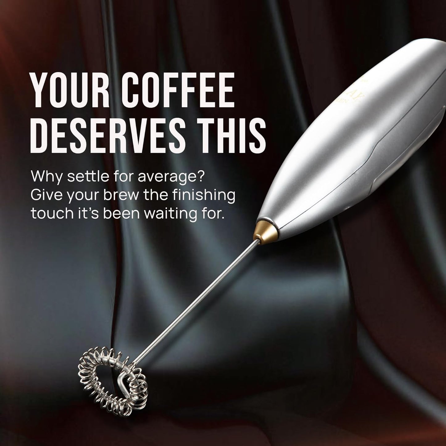 Zulay Kitchen Milk Frother - Luxury Handheld Electric Foam Maker for Coffee & Lattes | Gift-Ready with 4 Duracell Batteries