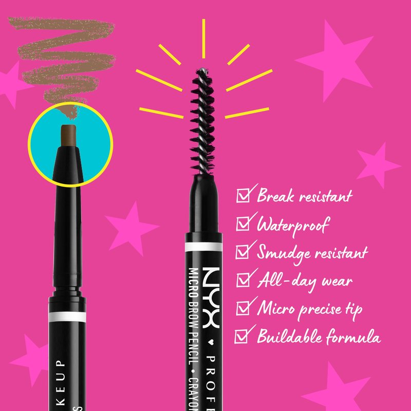 NYX PROFESSIONAL MAKEUP Micro Brow Pencil, Eyebrow Pencil - Brunette & The Brow Glue, Extreme Hold Eyebrow Gel - Clear