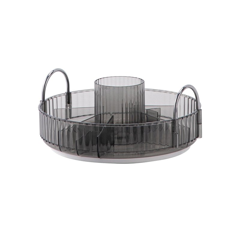 INVSSENE 360 Rotating Makeup Organizer, Large Capacity Bathroom Organizer Countertop, 3 Tiers Make Up Organizers and Storage for Vanity, for Perfume, Skincare, Cosmetics, Lipsticks, Smoky Gray