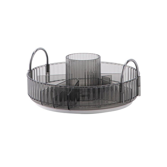 INVSSENE 360 Rotating Makeup Organizer, Large Capacity Bathroom Organizer Countertop, 3 Tiers Make Up Organizers and Storage for Vanity, for Perfume, Skincare, Cosmetics, Lipsticks, Smoky Gray