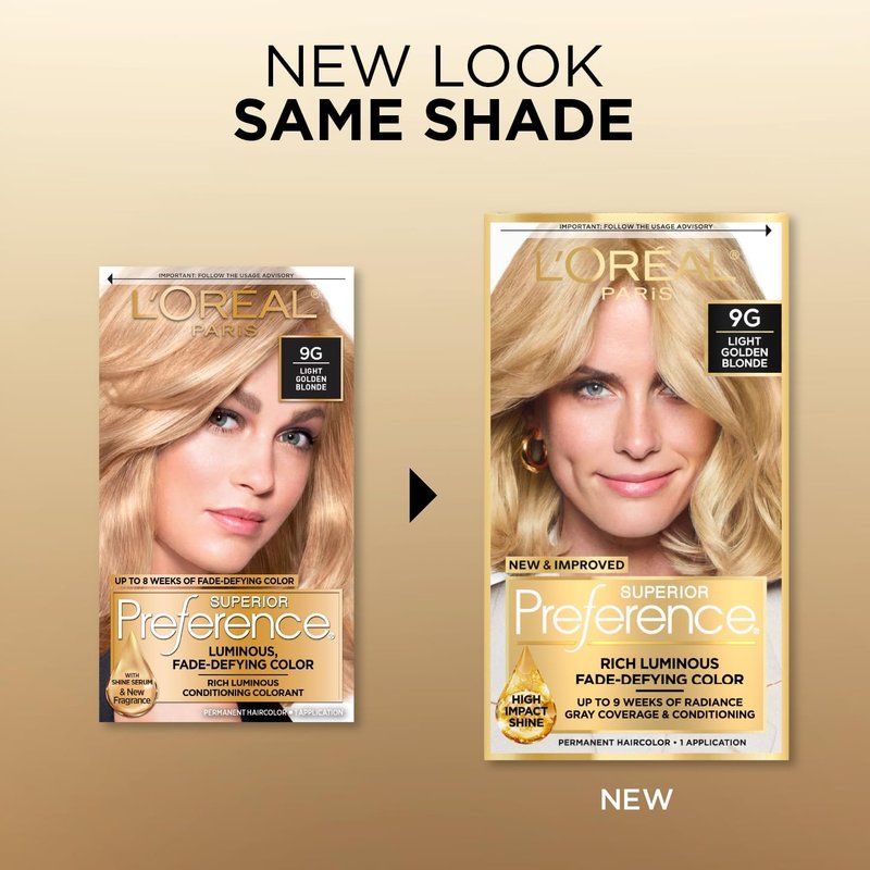 L’Oreal ParisSuperior Preference Rich Luminous Conditioning Colorant, Level 3 Permanent, Light Golden Blonde/Warmer 9G (Pack of 3)