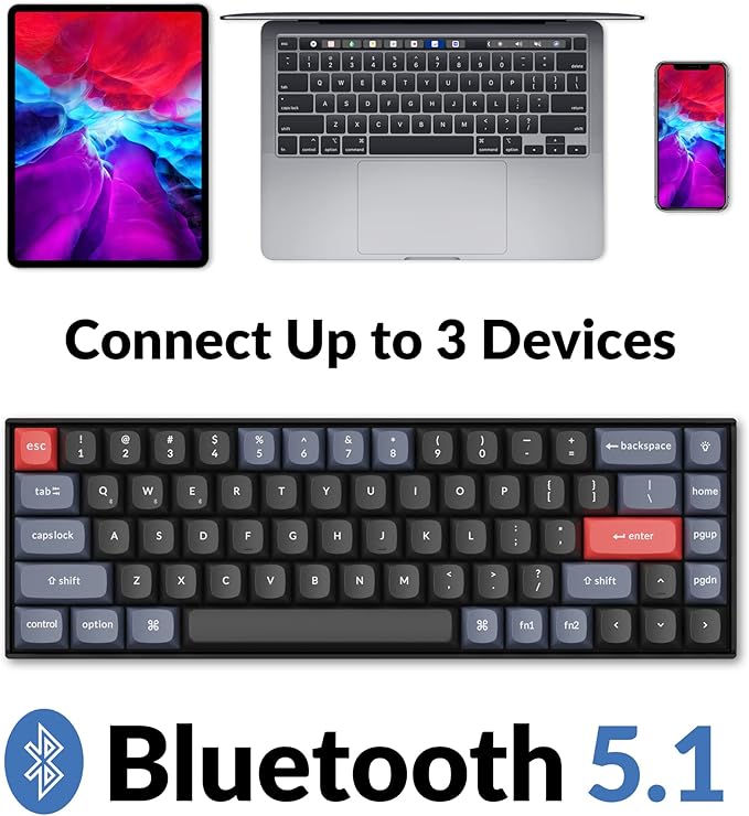 Keychron K6 Pro Wireless Custom Mechanical Keyboard, QMK/Launcher Programmable Macro, Hot-Swappable Keychron K Pro Brown Switch, 65% Layout White Backlit Office Keyboard for Mac Windows Linux