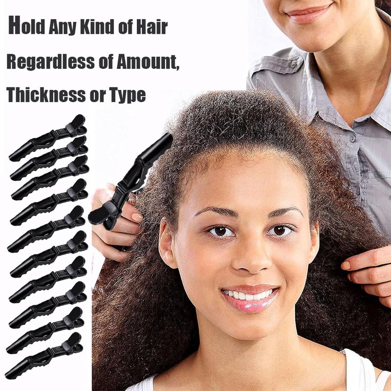 Alligator Hair Clips for Women - 100 Pcs Professional Styling Clips with Wide Teeth & Double-Hinged Design | Black