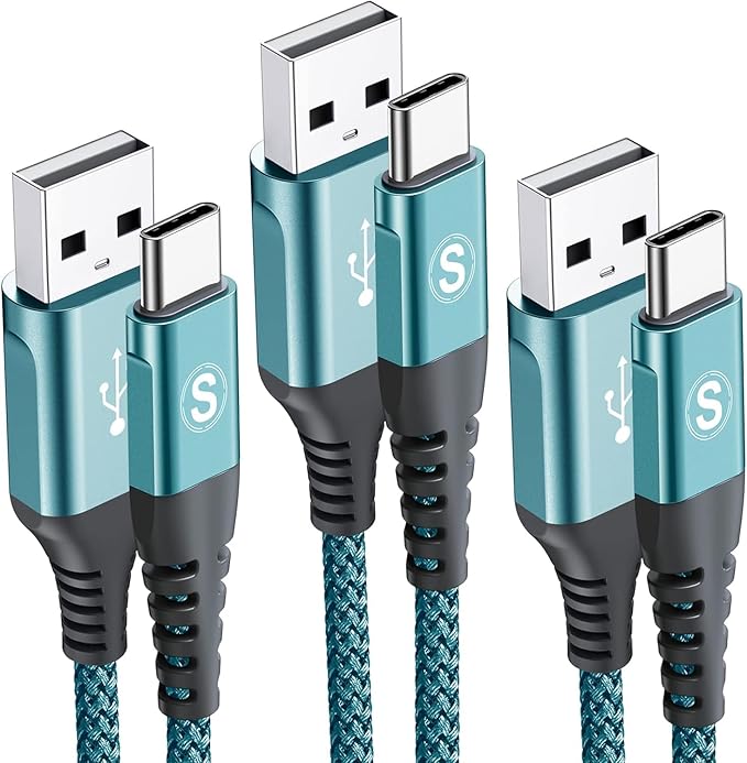 sweguard USB Type C Charger Cable [3-Pack,10ft+6.6ft+3.3ft] iPhone 16 Charger Nylon Braided Cord for iPhone 16 15 Pro Max Plus Samsung Galaxy S24 S23 S22 S21 S20 S10 Note 20 10 A54 Pixel LG Moto PS5