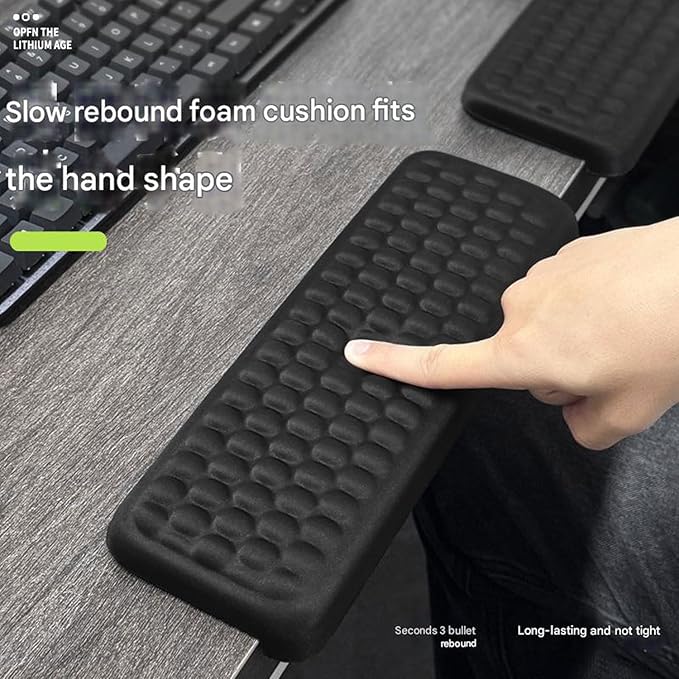 Arm Rest for Desk, L-Shaped Memory Foam Elbow Pads with Anti-Slip Base, Computer Desk Arm Rest Support Cushion, Arm Wrist Elbow Extender Protector for Home Office Gaming-2 PCs（Black）