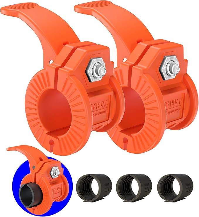 ZY-HUAN Barbell Clips 1 inch Barbell Clamps 0.9-1.18inch Quick Release Weight Clips for Bars Multi-Size Adjustable Olympic Barbell Clamps (Orange)