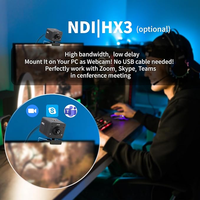 zowietek 4K Native NDI|HX3 POV Box Camera PoE, ZowieCAM, SDI & HDMI & UVC Output, Standalone RTSP/RTMP(s)/SRT Live Streaming, Ultra-Compact, Interchangeable Lens, PC/Mobile Phone/Tablet Control (M12)