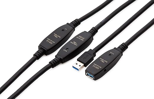 MutecPower 100 Feet Active USB Extension Cable 3.0 Male to Female with 3 Extension chipsets Signal Booster - Repeater Cord 30 Meters / 100 Feet (AC Power Supply Included)