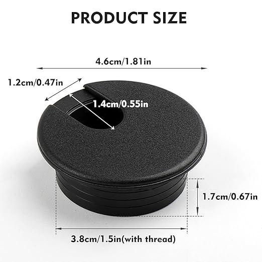 Femeng 2 Pcs Desk Grommet 1.5Inch, ABS Plastic Desk Hole Cover, U-Shaped Desk Wire Hole Insert for Office Home School Computer Desk Equipment Cable Cord Organizer