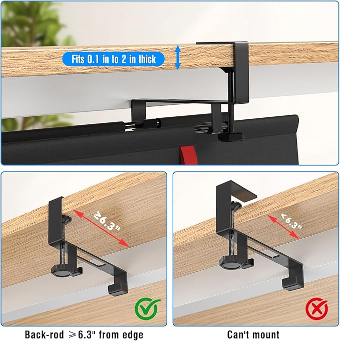 WISUGASO Under Desk Cable Management Tray for Table, No Drill 36" Cord Organizer with Cable Loop, Upgraded Oxford Fabric Wire Management for Office, Home - No Damage to Table