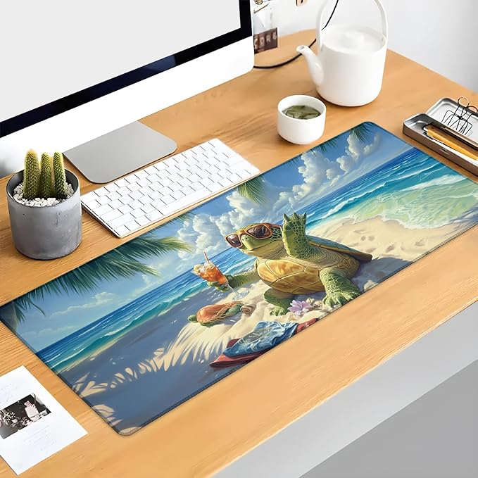 Kibue Turtle Gaming Mouse Pad Extended Desk Computer Keyboard Laptop Mouse Pads for Gaming Home Office Work, Large Long Desk Mat Mousepad with Non-Slip Rubber Base 31.5×11.8inch(17)