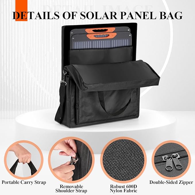 Fizentia Solar Panel Carrying Case Compatible with jackery solarsaga 100W/100X, Waterproof Padded Storage Bag with Accessory Pocket for Camping RV Travel