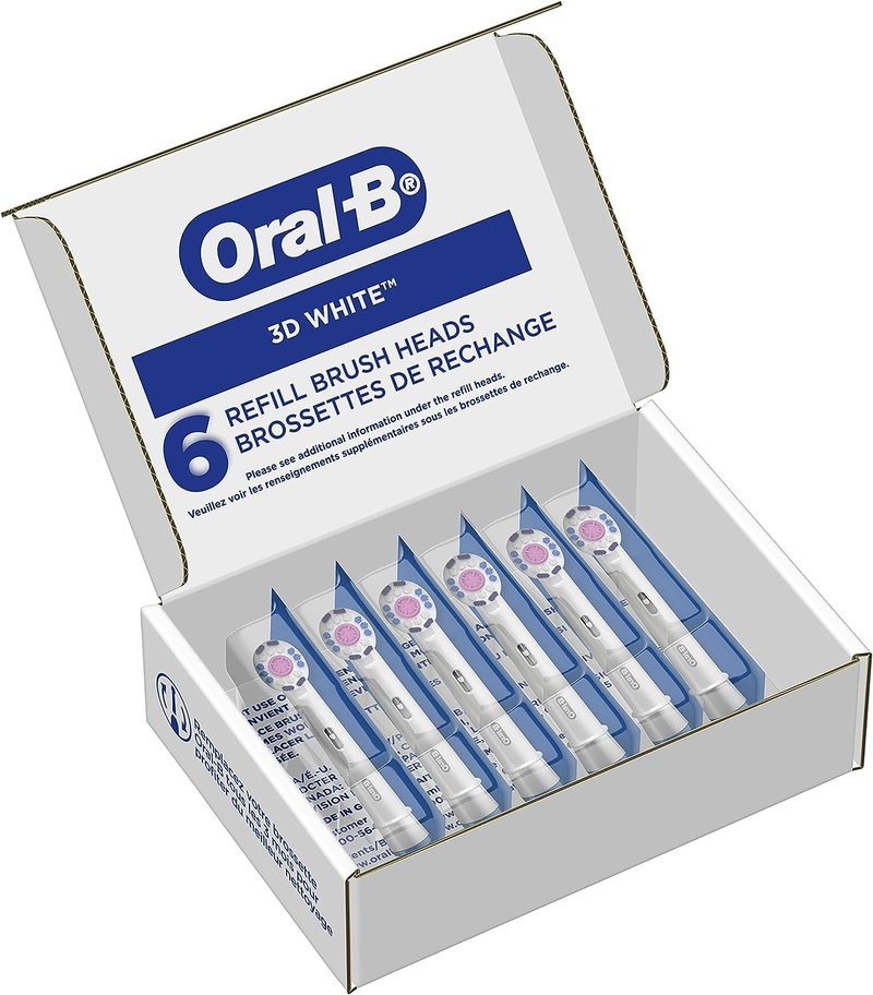 Oral-B 3D White Replacement Brush Heads for an Oral-B Electric Toothbrush, Pack of 6