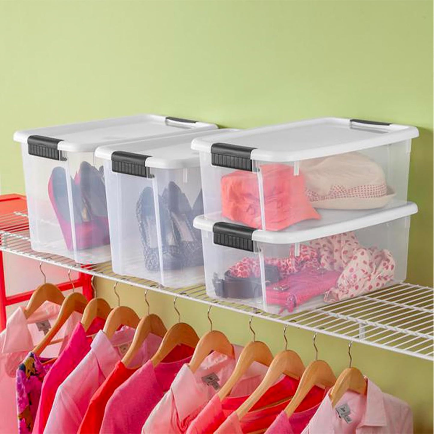 Sterilite Clear Plastic Storage Containers - Stackable 30 Quart & 18 Quart Bins with Latching Lid | 6 Pack
