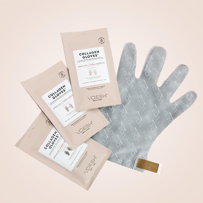 VOESH Collagen Gloves, Vegan Hand Masks, 4 Pack, Moisturizing Hand Mask, Lotion Gloves, Hydrating Gloves, Hand Care, Spa Manicure Gloves, Dry Hand Treatment