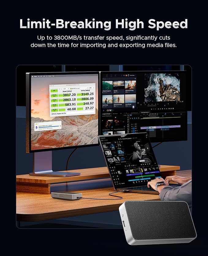 ORICO 2TB USB4.0 Portable SSD 3800MB/s(40Gbps), Ultra-Fast External Solid State Drive, Compatible with Thunderbolt 3/4, USB4, Fanless Aluminum Design, Works with Mac and PC-X40