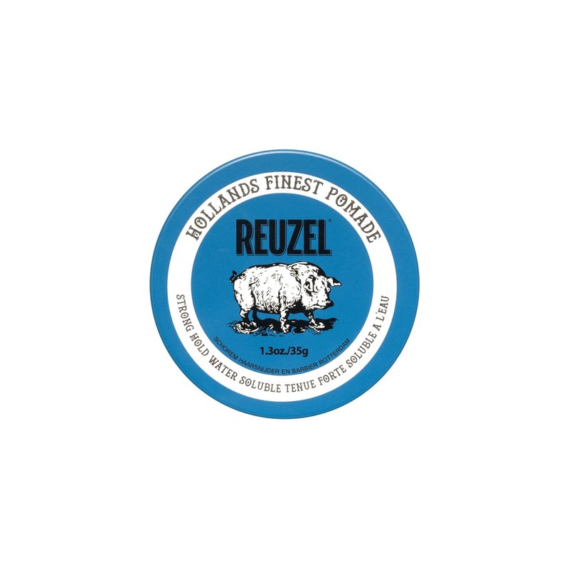 REUZEL Blue Pomade, Strong All Day Hold, Water Soluble Styling, High Shine and Flake Free, Easy To Wash Out, For All Hair Types