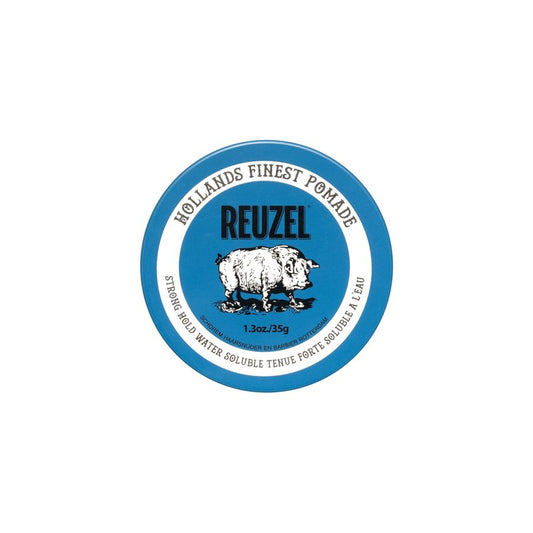 REUZEL Blue Pomade, Strong All Day Hold, Water Soluble Styling, High Shine and Flake Free, Easy To Wash Out, For All Hair Types