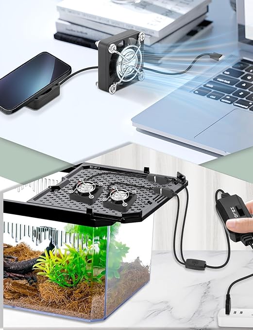 AmRunJe USB Fan 40mm 2 Packs, 5V Mini Cooling Brushless Fan for PC Computer PlayStation Xbox Router, Small Box Fan for Terrarium Aquarium Helmet Raspberry Pi