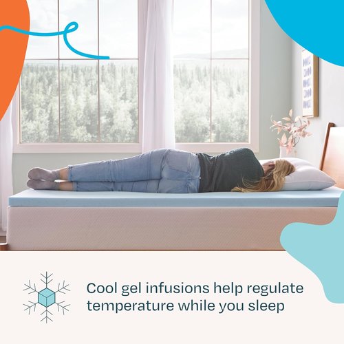 Linenspa Memory Foam Mattress Topper - King Size 2 Inch Gel-Infused Foam for Cooling Comfort