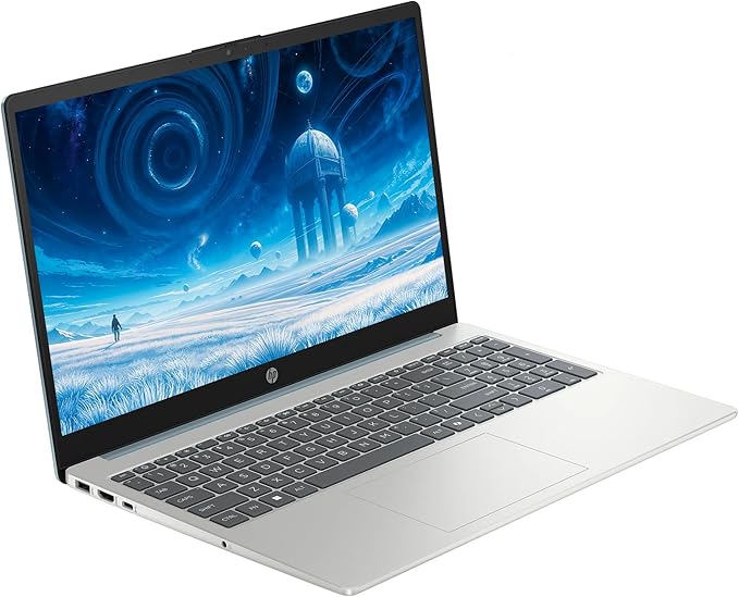 HP 15.6" FHD Touchscreen Laptop Computer, 4GB RAM 256GB SSD, 8-Core Intel Core i3 Processor, Windows 11 with Copilot AI, SageNova Earphones, Moonlight Blue
