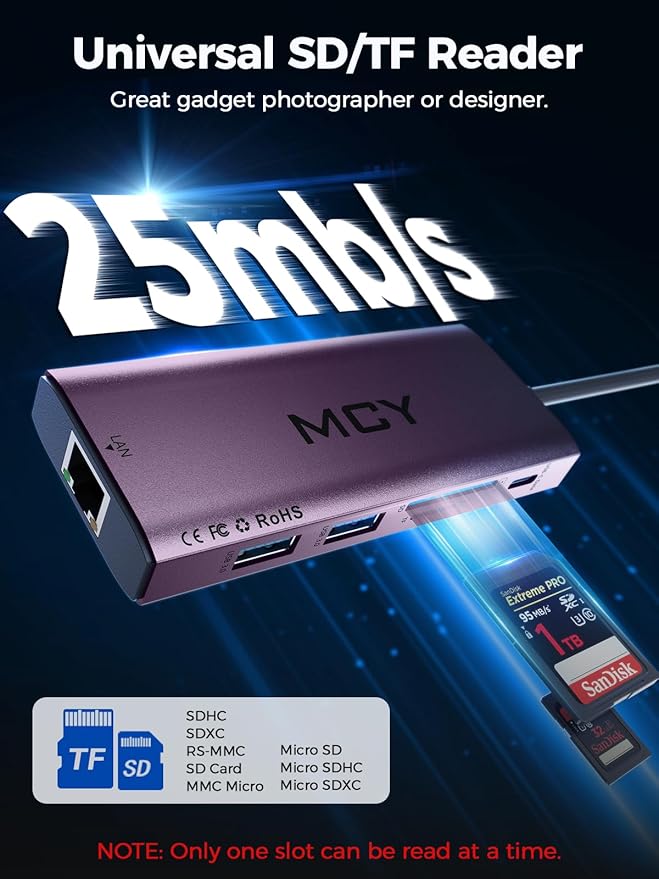 MCY USB C Hub,Laptop Docking Station Dual Monitor Single 8K,2x4K@60Hz,10in1 Type-C Multiport Adapter with PD100W,Card Reader,Extender,Splitter,Ethernet Dock for MacBook Ipad Pro/Dell/HP/Surface etc.