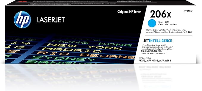 HP 206X Cyan High-Yield Toner Cartridge | Works with Color LaserJet Pro M255, MFP M282, M283 Series | W2111X