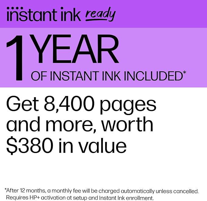 HP OfficeJet Pro 8139e Wireless All-in-One Color Inkjet Printer, Print, scan, Copy, fax, ADF, Duplex Printing Best-for-Home Office, 1 Year Instant Ink Trial Included, AI-Enabled (40Q51A)