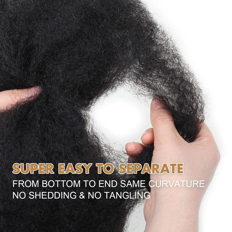Vecago Afro Kinkys Bulk Human Hair, 4c Curly Hair for Permanent Sister Locs/Mini Twists/Braids/Repair Can Dye and Bleach(18 inch),Black