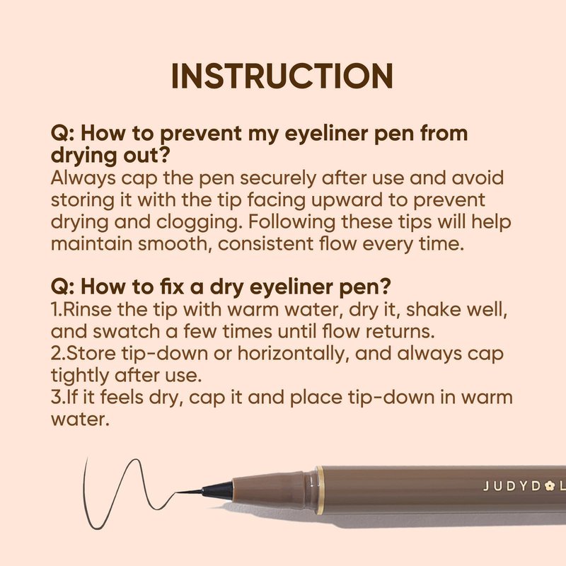 JUDYDOLL Ultra-Fine Liquid Eyeliner-Precision Tip for Wing Line, Smudge-Proof, Quick-Drying, Waterproof, Easy to Get Inner Corner Lined, Hooded Eyes-Friendly (#2 Deep Brown)