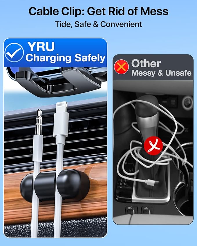 [True Upgrade for Safety] YRU Car Phone Holder Mount [Patent & Military-Grade] Dashboard Cell Phone Holder for Car Vent Windshield Phone Stand for iPhone17 16 15 14 13Pro Max Truck Samsung, Dark Black