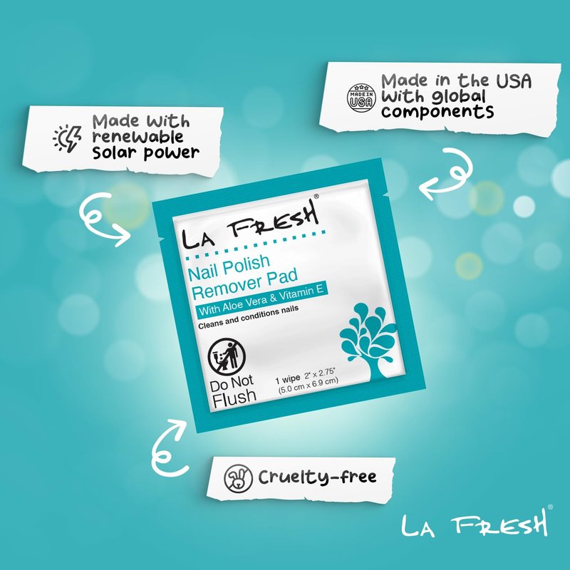 La Fresh Nail Polish Remover Wet Wipes with Lavender, Aloe Vera, and Vitamin E Pack of 50ct Acetone-Infused Pads - Nail Care Travel Essentials