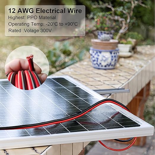 Shirbly 12AWG Tinned Copper Electrical Wire - 50FT, 2 Conductor Parallel, Black, PVC Insulated, Solar Panel, LED, Automotive, RV, Inverter Compatible