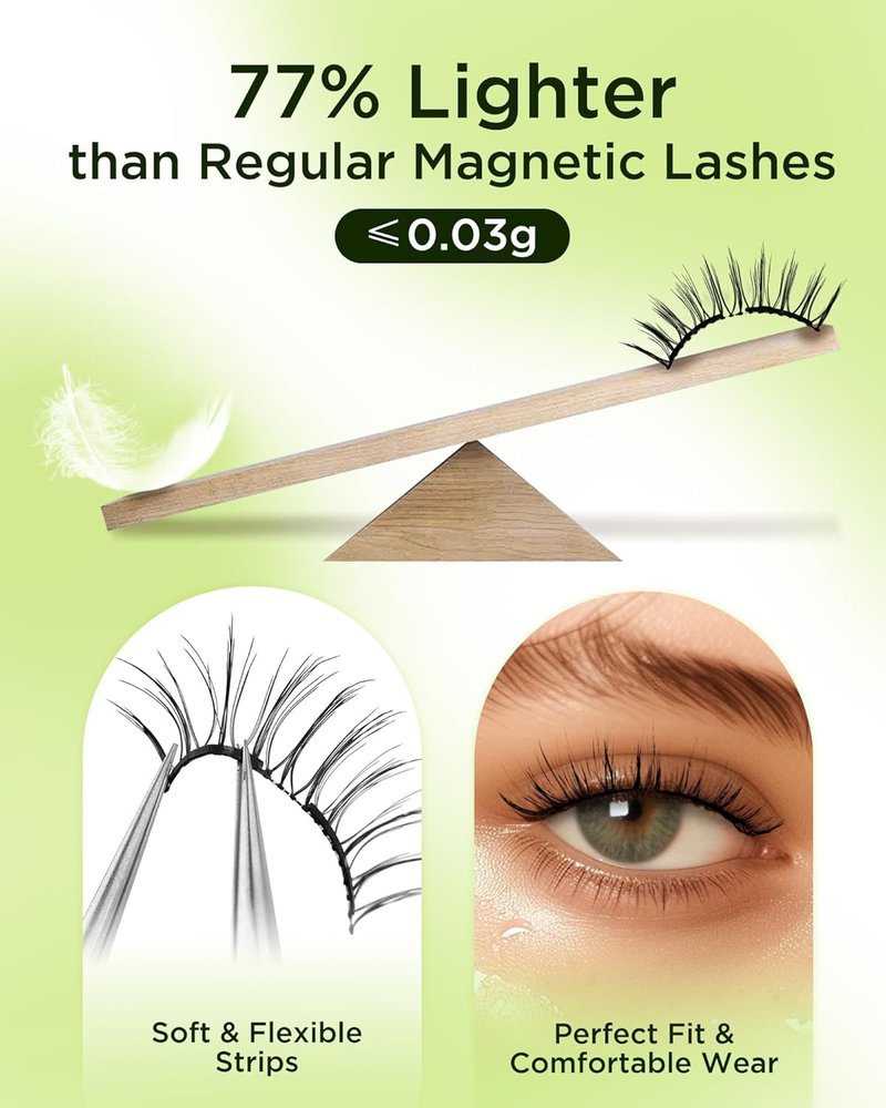 Magnetic Eyelashes Kit - Soft Reusable False Lashes for Natural Look | No Glue Needed, Lightweight & Comfortable