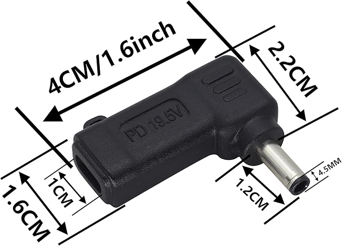 HCFeng 90W PD Power Charger Connector Adapter USB C to 4.5mm Laptop Charging Adapter Type C Female to DC 4.5 x 3.0mm Male Plug PD Power Charger Connector for H-P/De-ll[DP-4530]