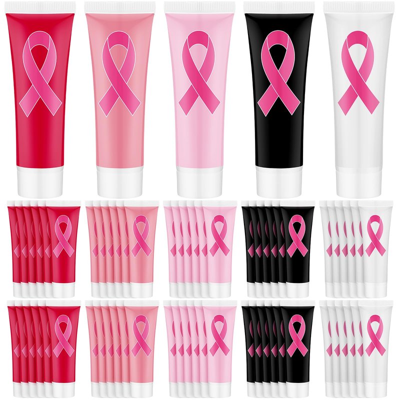 Heigble 50 Pcs Christmas Hand Cream Gifts Bulk Breast Cancer Awareness Hand Cream Gifts Pink Ribbon Favors Accessories Favors Breast Cancer Awareness Month Support Survivors Christmas Party Supplies