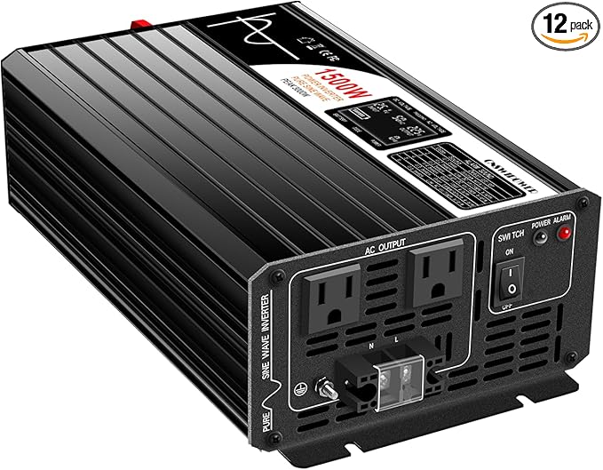Xijia 1500W Power Inverter, 60V to 120V Pure Sine Wave Inverter, Surge 3000W Power Converter for Golf Carts, RVs, Camping and Outdoor Adventures