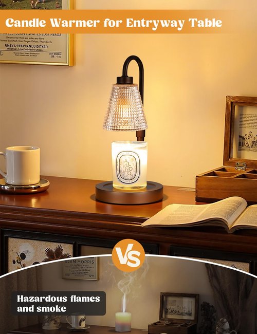 Big Brown Candle Warmer Lamp with Timer, Dimmable Candle Warmer for Home Decor, Height Adjustable Candle Lamp for Jar Candles, Birthday Gifts for Women Mom, House Warming Gifts New Home
