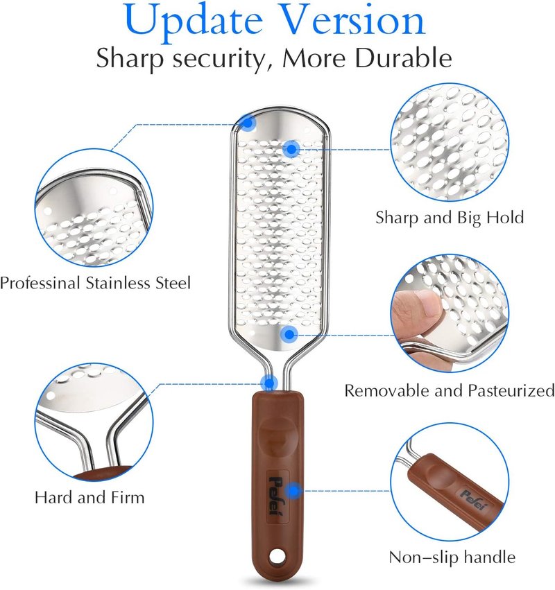 Professional Pedicure Foot File - Stainless Steel Detachable Scrubber for Hard Skin | Ideal for Wet & Dry Feet