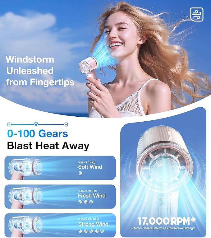 TORRAS COOLiFY iva Handheld Fan with Ice Cooler, [Chill by 50F] 0-100 Speed, Super Mini Powerful Portable Fan, 4900mAh Rechargeable Hand Held, Travel Essentials, Gift for Dad Husband, Pink