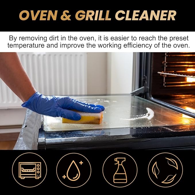 Oven and Grill Cleaning Spray – Dissolves Grease in 5 Minutes, No Scrubbing Required, Removes Odors, Eliminates Thick Grease & Build Up, Grease Remover, 3.38 Floz (2pcs)