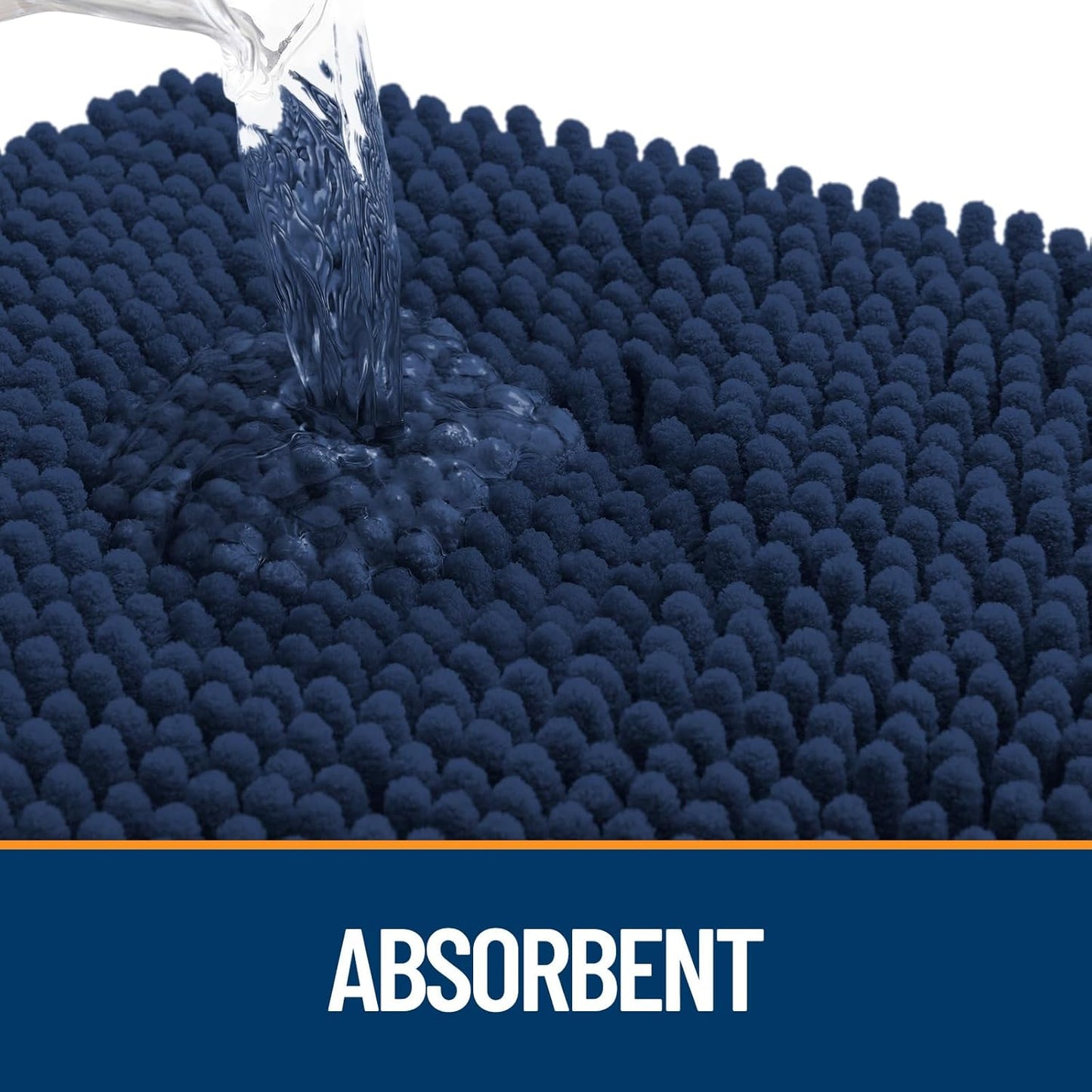 OLANLY Dog Door Mat - Absorbent Non-Slip Chenille Mat for Muddy Paws | 24x16 Dark Blue Quick Dry Doormat