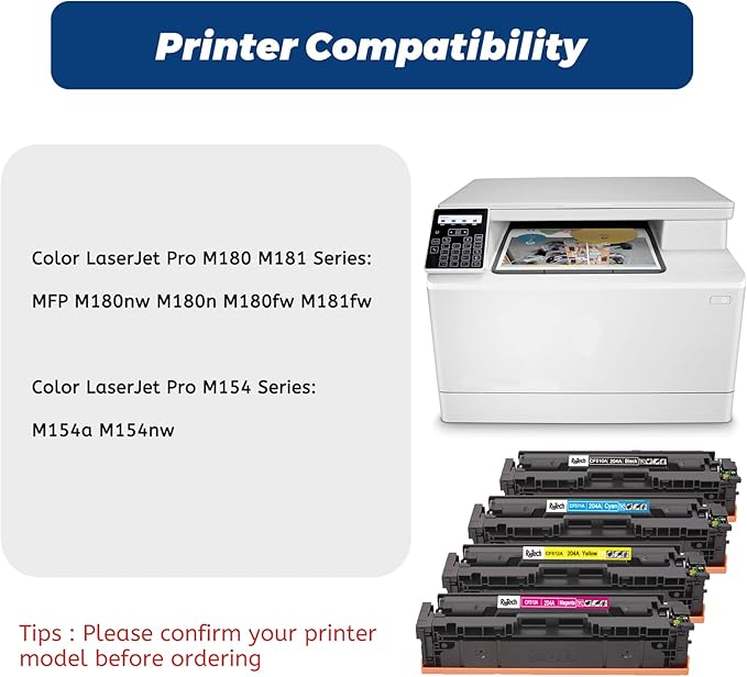 204A Toner Cartridge,Compatible for HP 204 A CF510A CF511A CF512A CF513A for HP Color LaserJet Pro MFP M180nw M180n M154nw M154a MFP M181fw Printer, Black Cyan Yellow Magenta ( 4 Pack )