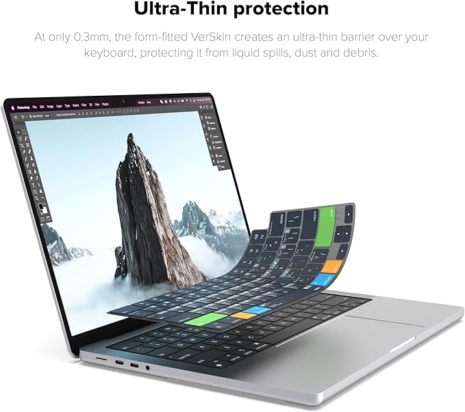 JCPal Adobe Photoshop Shortcut Guide Keyboard Cover for Apple MacBook Pro 14 inch / 16 inch (M1–M5), MacBook Air 13 inch / 15 inch (M2–M5) and MacBook Neo (US–Layout)