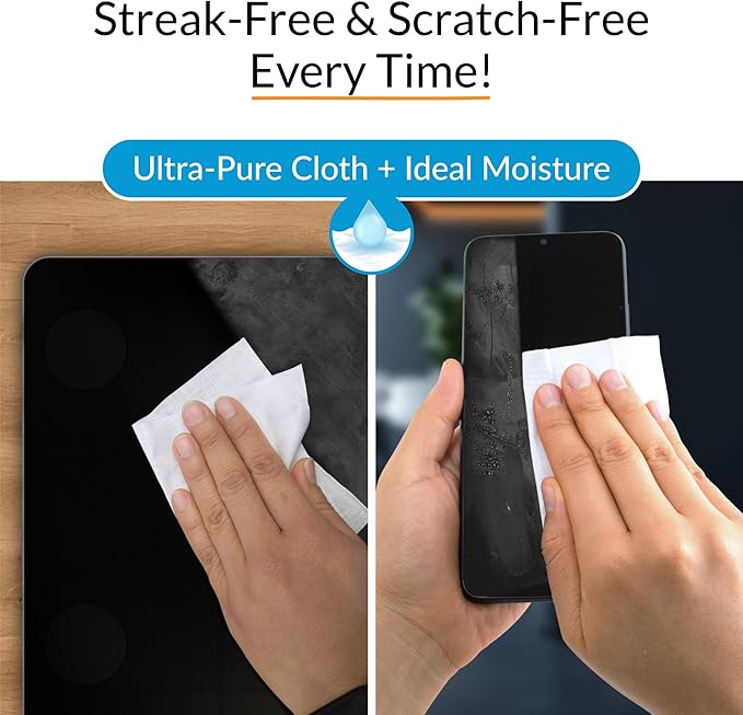 iCloth Screen Cleaner Wipes Individually Wrapped Travel Size Streak-Free (24 Large Wipes)