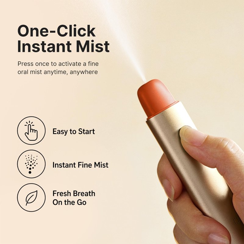 ZDEER PW13 Electric Cool Breath Spray, Probiotic Fresh Mouth Spray for Bad Breath & Dry Mouth, Rechargeable Micro-Mist Oral Spray with 3 Flavor Cartridges, Alcohol-Free, On-the-Go Use