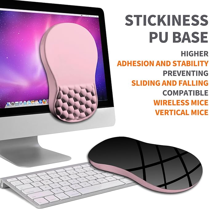 Armanza Ergonomic Joint Wrist Support Mouse Pad with Memory Foam Cushion Massage Bump, Carpal Tunnel Pain Relief Mousepad Slope Design for Wrist Rest, 11.8x7.9 in, Thistle