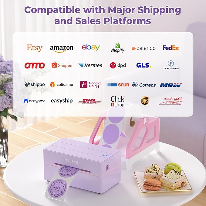 MUNBYN Bluetooth Thermal Label Printer, 130B Wireless 4x6 Shipping Label Printer for Shipping Packages Small Business Office or Home, Compatible with iPhone Android iPad Windows macOS Chrome